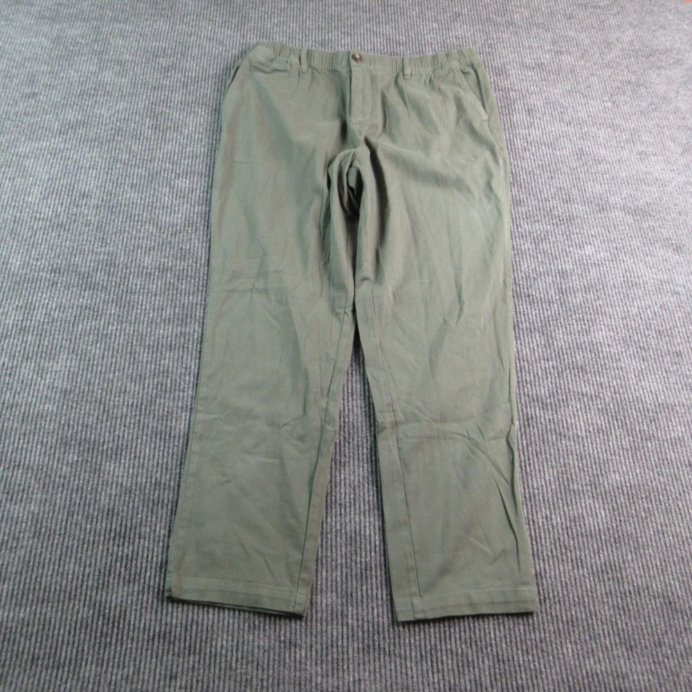 COVE Pants Mens 38x32 Green Chino Relaxed Elastic Waist Canvas Straight 36x30.5*